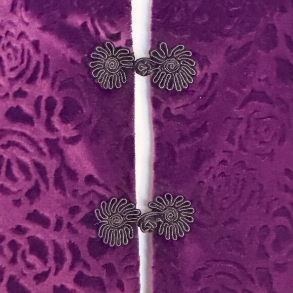 Velvet Maxi Dress Vest Set Purple Gothic Victorian Renaissance Sz 10 Vintage 70s - Picture 8 of 13